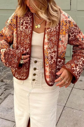 EB | Lässige kurze Strickjacke gesteppte Baumwolljacke