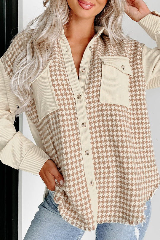 EB | Hundezahn Muster Hemdjacke Baumwollmischung Trendy und Komfortabel