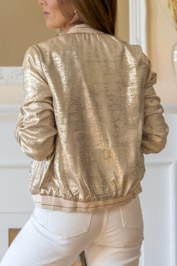 EB | Khaki Metallic Reißverschluss Baseballjacke
