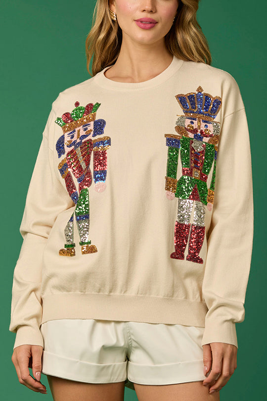 EB | Weihnachtssoldat Pailletten Mode Lässiger Sweatshirt