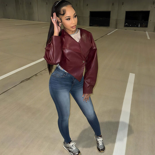 EB | Kunstleder Cropped Jack für Damen