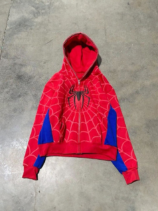 EB | Gothic Dark Spider Print Oversized Hoodie