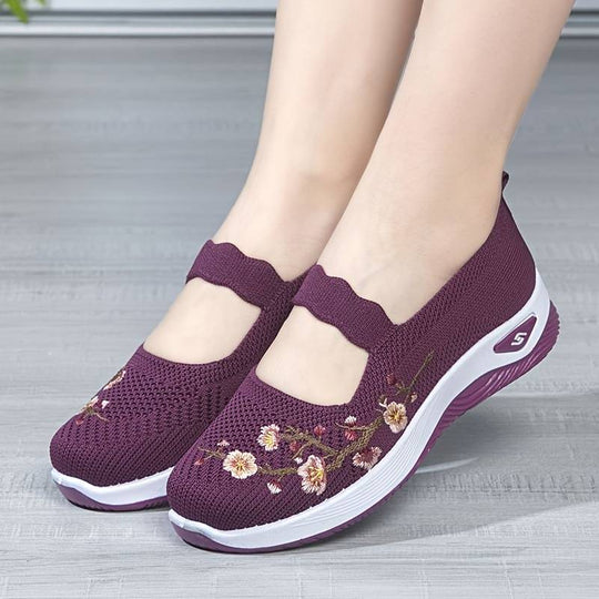 Orthopädische Florale Schwarze SlipOns EB