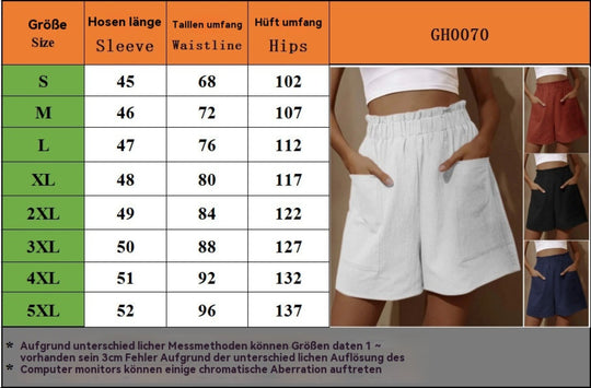 EB | Shorts aus Baumwolle und Leinen mit hoher Taille für Damen