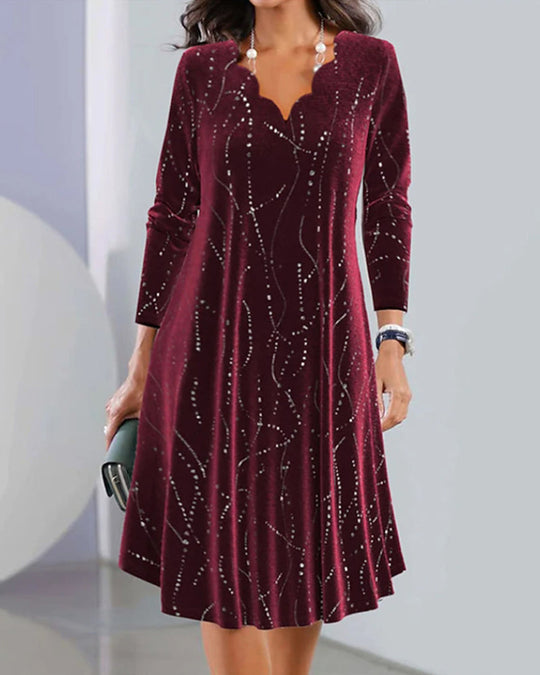 EB | Kleid mit V-Ausschnitt und Langen Ärmeln