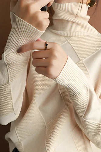 EB | Pullover - Damen Diamant Strick Rollkragenpullover