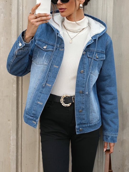 EB | Denimjacke mit Sherpa-futter und Kapuze Baumwolle/polyester Warm und Modern