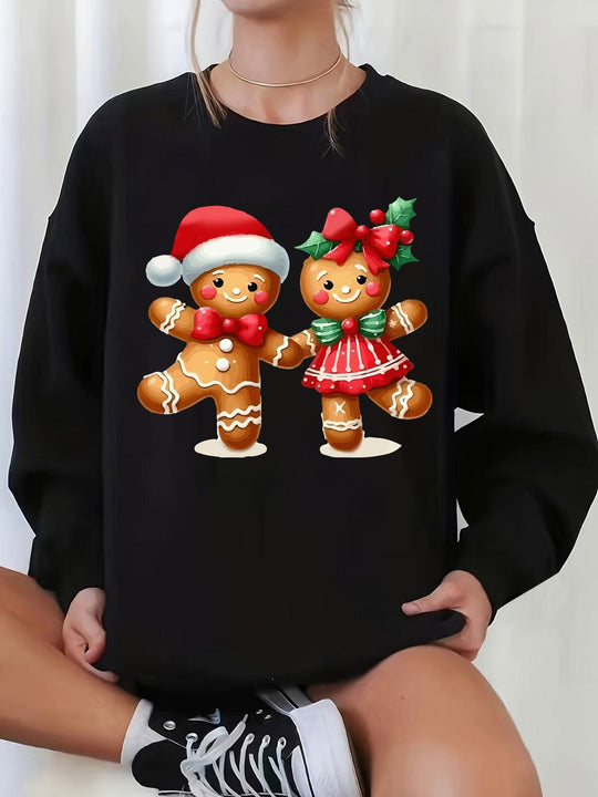 EB | Sweatshirt mit Weihnachtsdruck Baumwolle Lebkuchenmänner Design