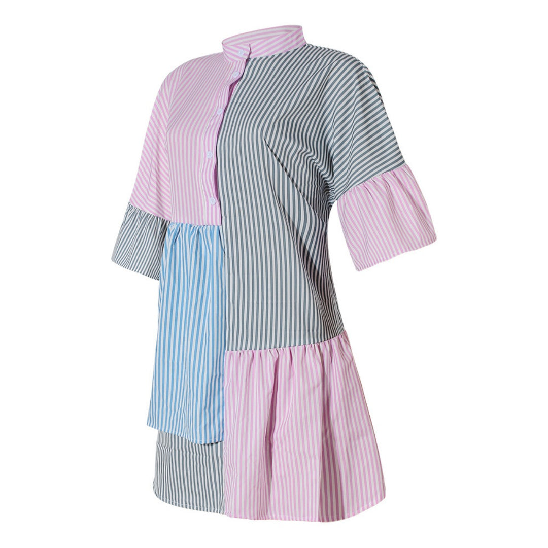 EB | Gestreiftes Kleid mit kontrastierendem Print