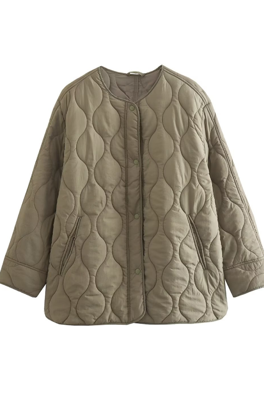 EB | Farbe Lockere Runde Hals Gepolsterte Jacke