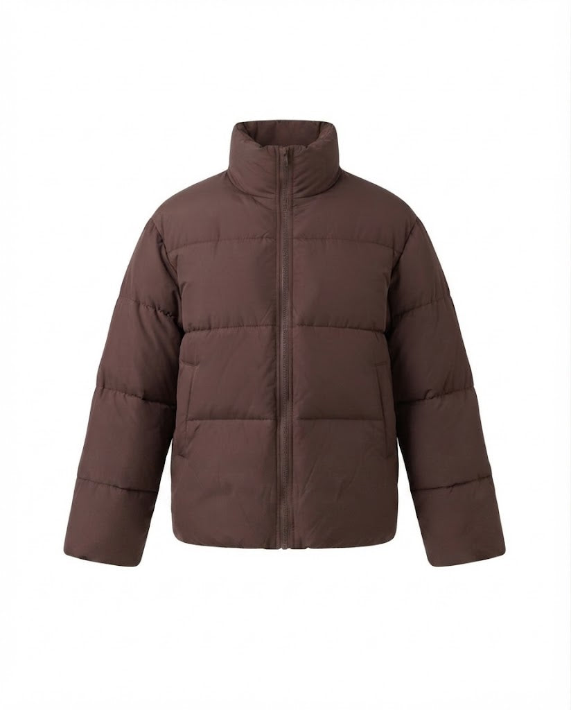 Damen nan kurzes boxy Reisepufferjacke mit hochschließendem Kragen, verstärkter Thermofütterung und elastischen Bündchen EB