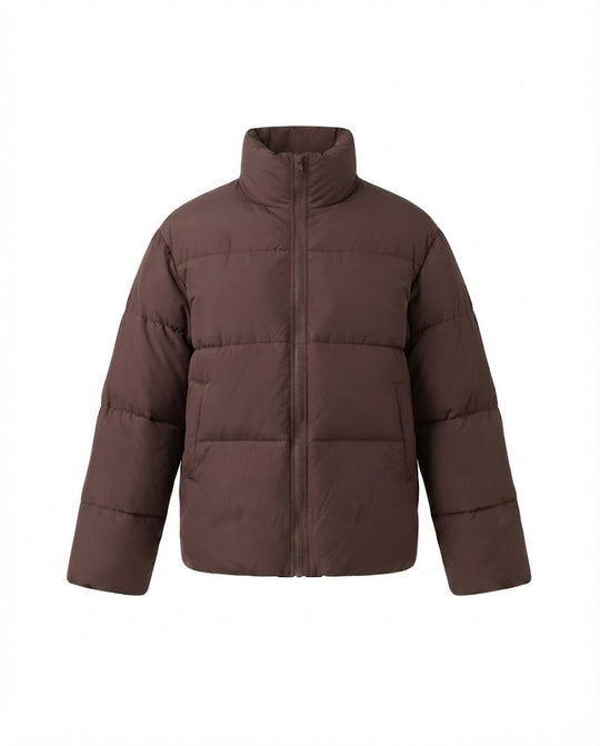Damen nan kurzes boxy Reisepufferjacke mit hochschließendem Kragen, verstärkter Thermofütterung und elastischen Bündchen EB