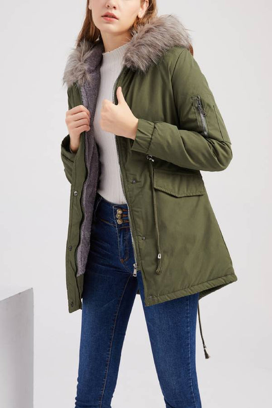 EB | Winter warmer Fleece-Mantel mit Baumwoll-Steppjacke