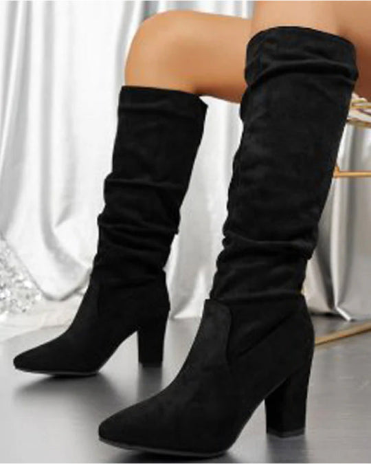 EB | Stylische Damen Stiefel mit Hohen Absätzen In Uni Farbe