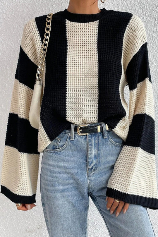 EB | Glocke mit Kontraststreifen Pullover mit Strickärmeln