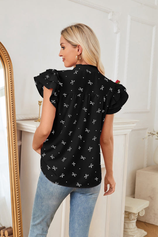 EB | Chiffon-Oberteil mit Lotusblattärmeln