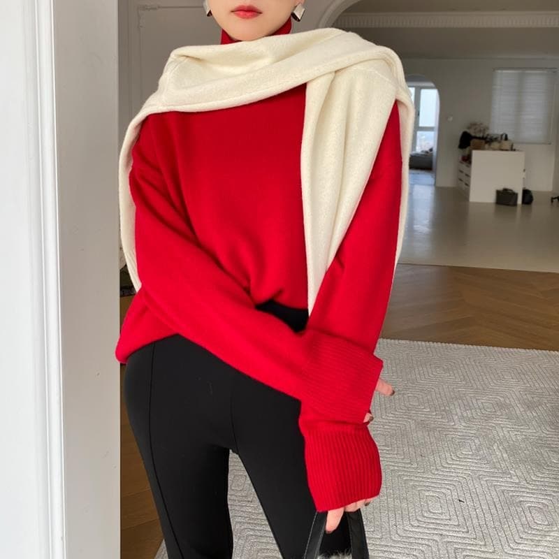 EB | Strickpullover Rollkragen Lässige Passform Weich und Warm Lange Ärmel