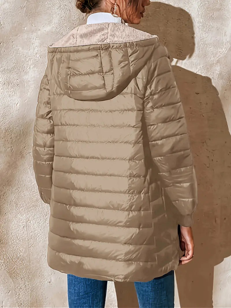 EB | Mittellange Kapuzen Steppjacke