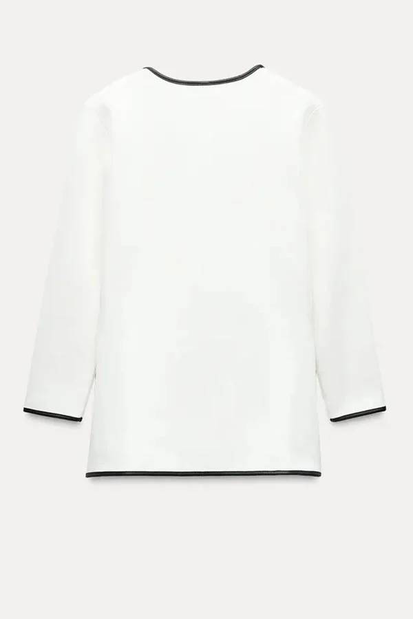 EB | Meine Chancen Kontrastbesatz Goldknopf Langarm Lockeres Jacket