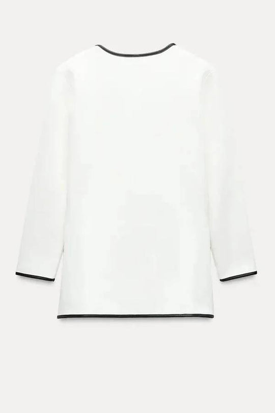 EB | Meine Chancen Kontrastbesatz Goldknopf Langarm Lockeres Jacket