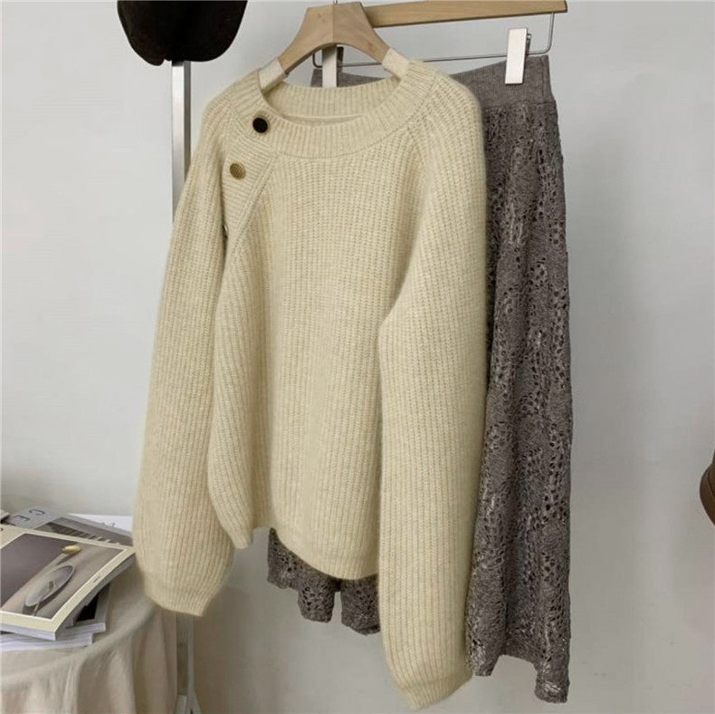 EB | Strickpullover mit Dekorativen Knöpfen Weich und Elegant Einzigartiges Design