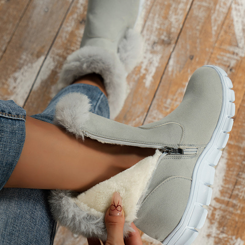 Stilvolle Winterstiefel mit Fellbesatz und Schnallen EB EB