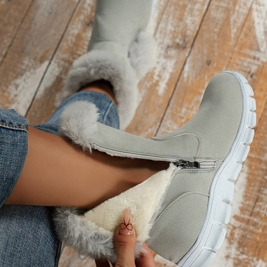 Stilvolle Winterstiefel mit Fellbesatz und Schnallen EB EB