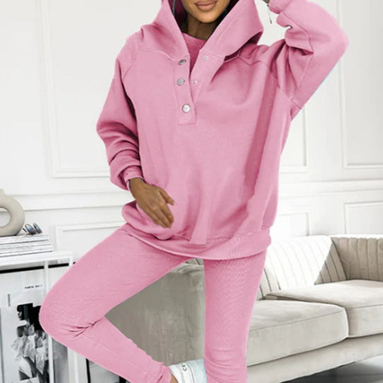 EB | 3-Teiliges Damen-Sportanzug mit Lockerem Kapuzenpullover und Slim-Hosen