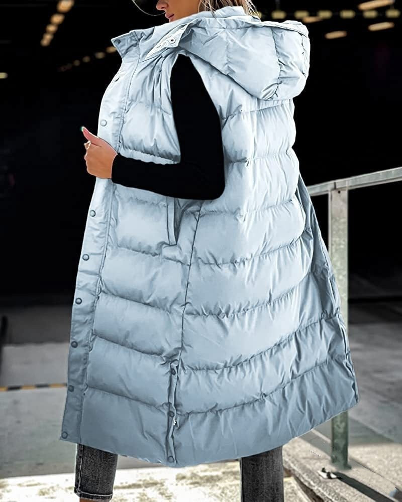 EB | Ärmellose, Lässige Steppjacke mit Kapuze und Reißverschluss