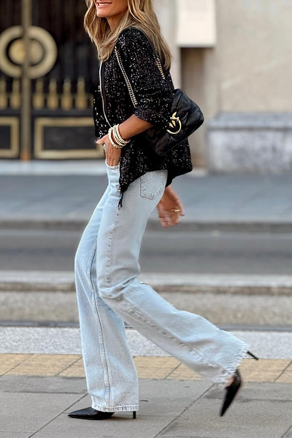 EB | Mode klassische Paillettenjacke
