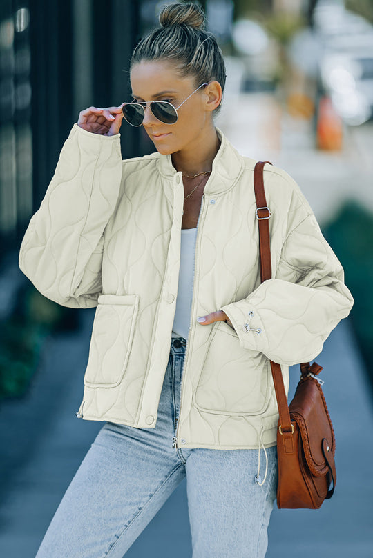 EB | Kordelzug Gefallene Schulter Gequiltete Jacke