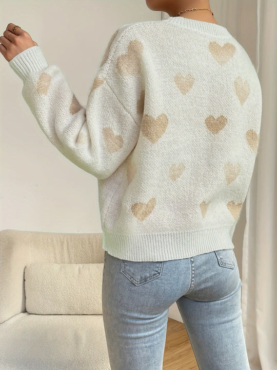 EB - Lässiger Strickpullover mit Herzchen Damen