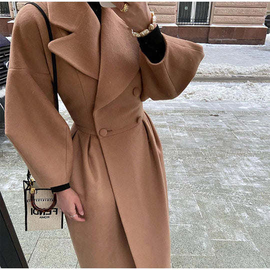EB | Eleganter Damen-Doppelreiher-Wollmantel - Lange Ärmel - Warm & Stilvoll