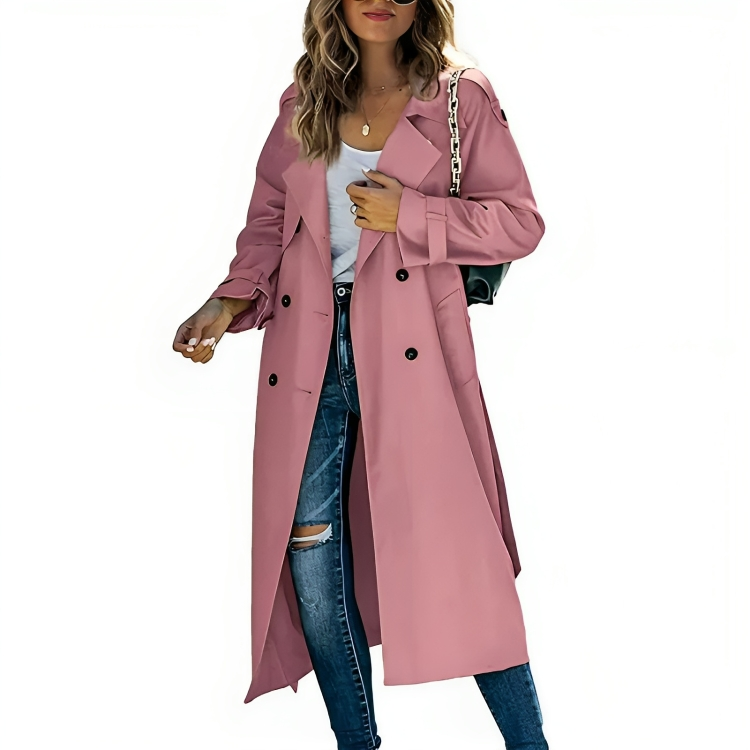 EB | Eleganter Damen-Trenchcoat mit Revers und Gürtel