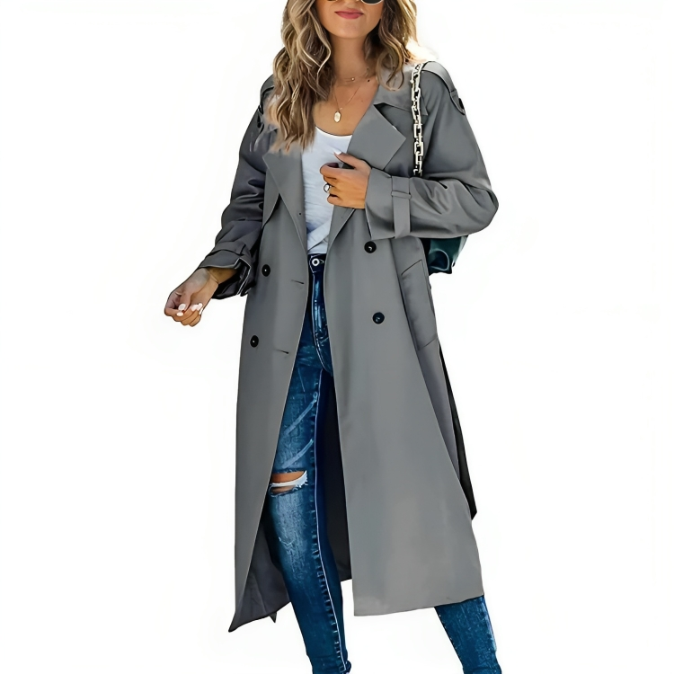EB | Eleganter Damen-Trenchcoat mit Revers und Gürtel