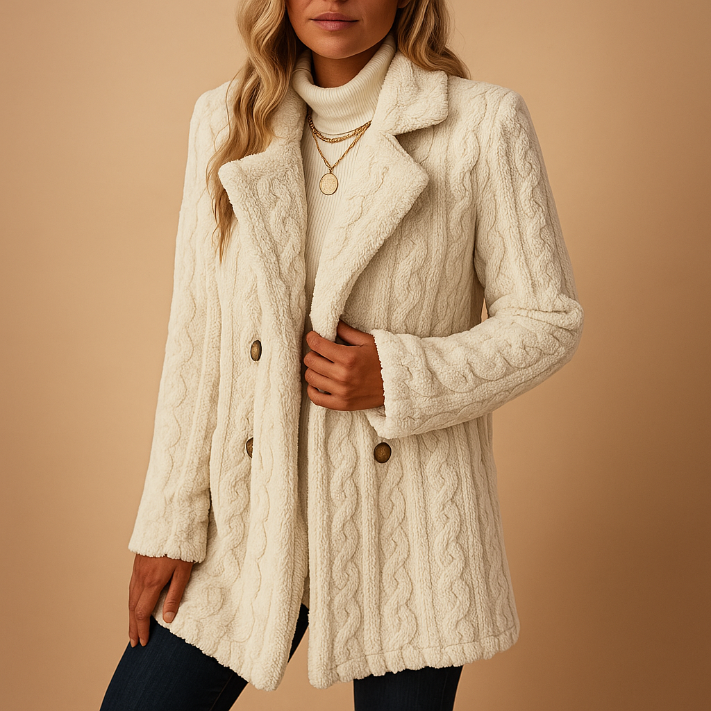 EB | Lange Teddy Damen Winterjacke mit Knöpfen