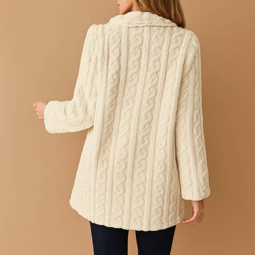 EB | Lange Teddy Damen Winterjacke mit Knöpfen