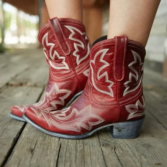 Elegante Warme Bestickte Cowboy Für Frauen Stiefel EB