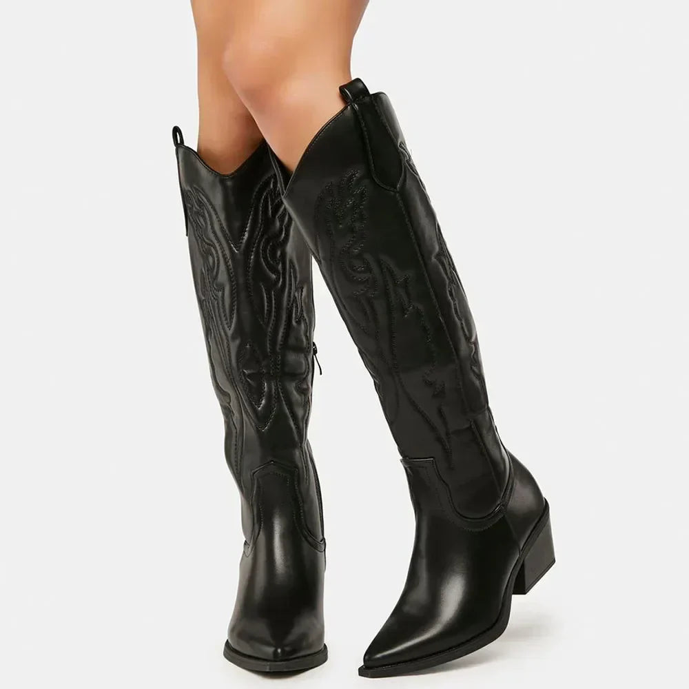 Elegante Warme Western Klassische Damen Kniehoch Boots EB