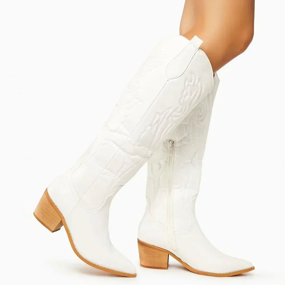 Elegante Warme Western Klassische Damen Kniehoch Boots EB