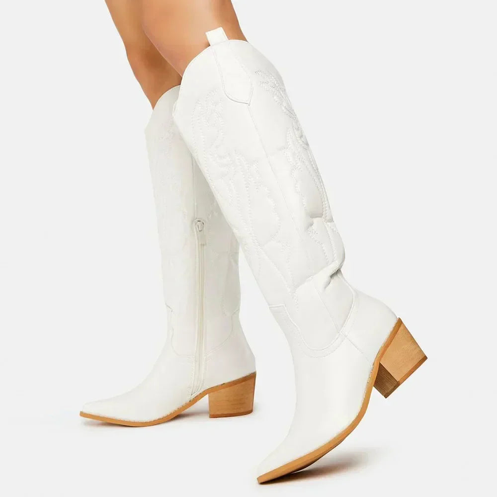 Elegante Warme Western Klassische Damen Kniehoch Boots EB