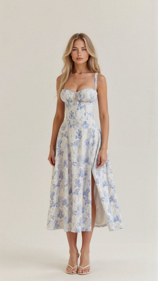 EB | Sommerliches Midi Kleid mit Trägern & Schlitz Luftig, Elegant & Perfekt für Warme Tage