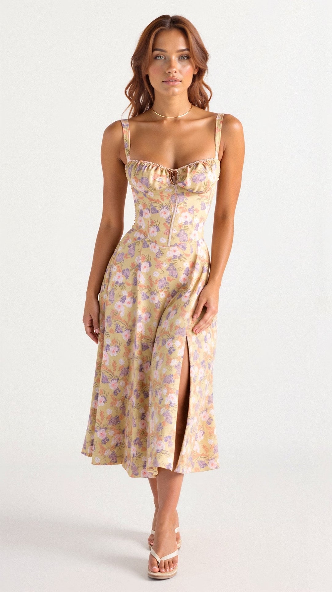 EB | Sommerliches Midi Kleid mit Trägern & Schlitz Luftig, Elegant & Perfekt für Warme Tage