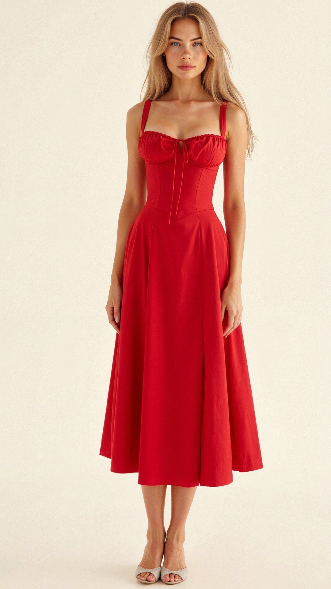 EB | Sommerliches Midi Kleid mit Trägern & Schlitz Luftig, Elegant & Perfekt für Warme Tage