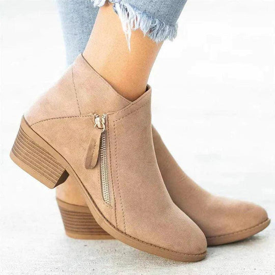 EB | Stiefeletten Niedriger Blockabsatz Reißverschluss Bequeme Passform