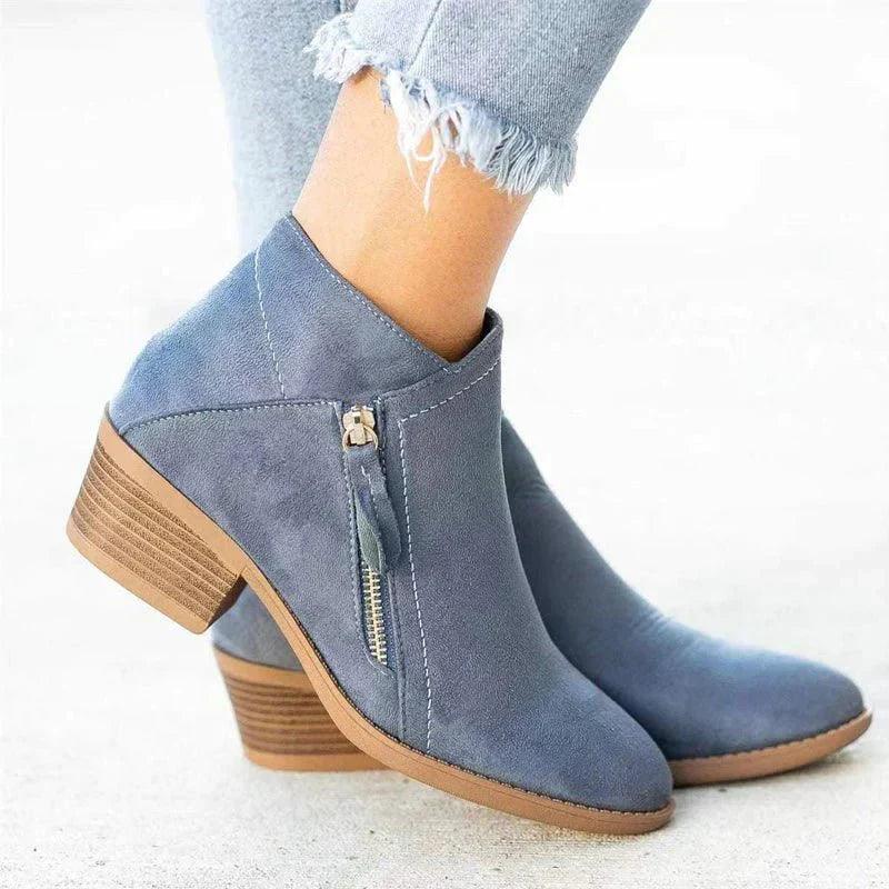 EB | Stiefeletten Niedriger Blockabsatz Reißverschluss Bequeme Passform