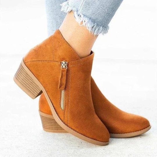 EB | Stiefeletten Niedriger Blockabsatz Reißverschluss Bequeme Passform
