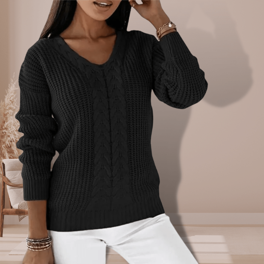 EB | Kabelpullover mit V-Ausschnitt