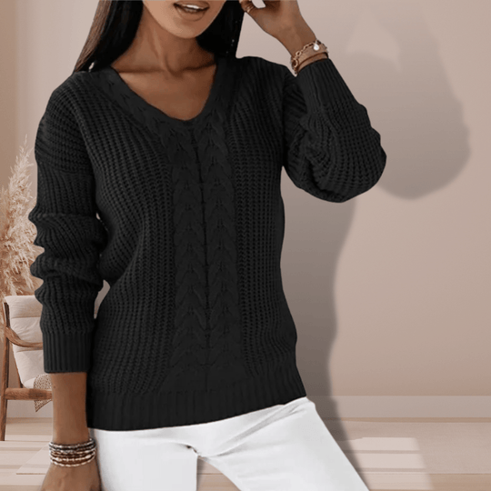 EB | Kabelpullover mit V-Ausschnitt
