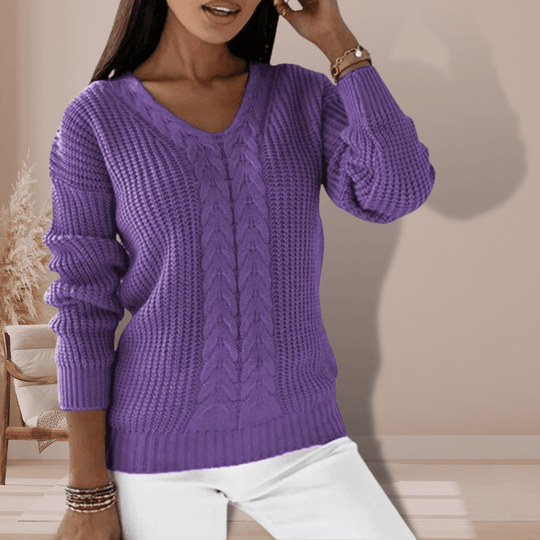 EB | Kabelpullover mit V-Ausschnitt